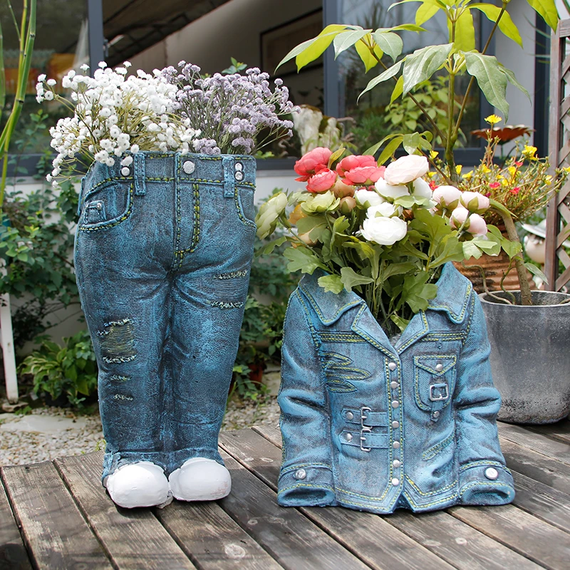 Креативные ковбойские Me City джинсы суккуленты цветочный горшок Декор современные брюки искусство горшок ваза для дома сада улицы Декор R2920