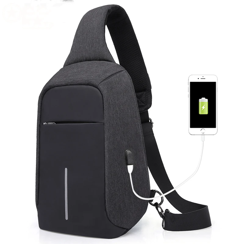 

2019 USB Charge Anti Theft Shoulder Bag for Men Women Chest Bag Large Capacity Waterproof Short Trip Messengers Crossbody Bags