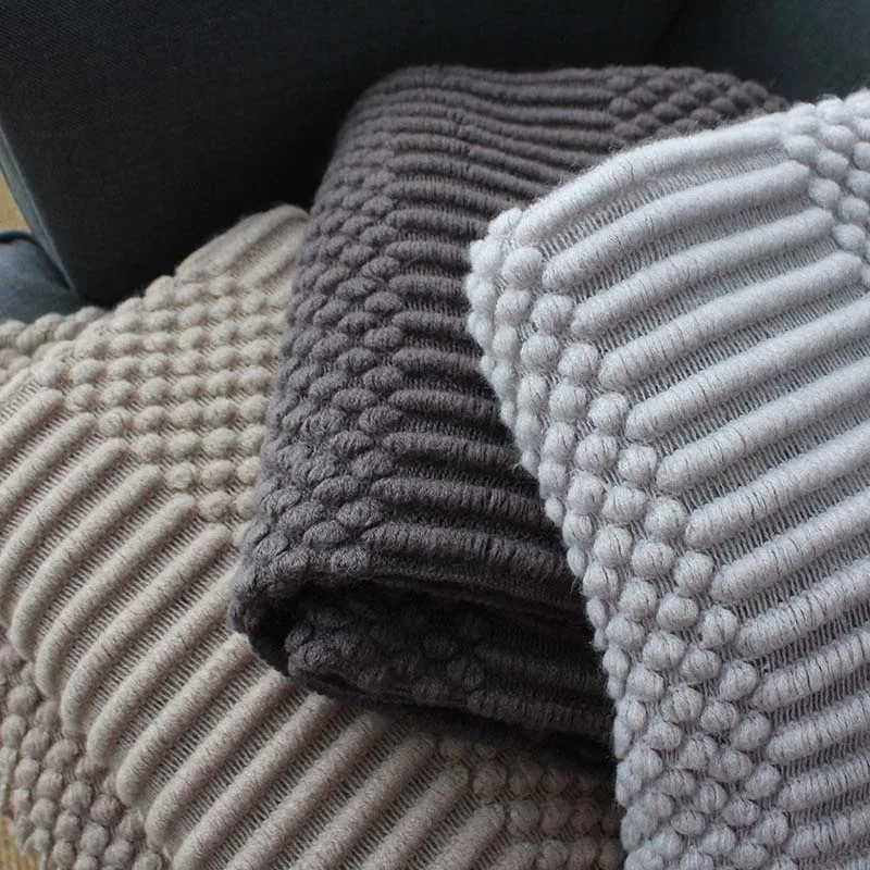 Summer Spring Knitted Air Conditioning Blankets Nap Throw Blankets Nordic Style Solid Color Khaki Grey Blanket for Bed Sofa