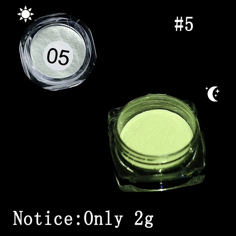 1 Box Neon Phosphor Powder Nail Glitter Powder 10 Colors Dust Luminous Pigment Fluorescent Nail Glitters Glow in the Dark
