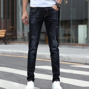 

Summer and autumn jeans men fashion jeans slim pencil pants stretch comfortable jeans male young students new jeans