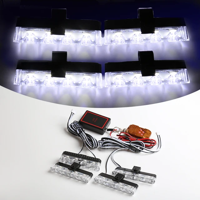 Grill Car LED Light Strobe Red Blue Emergency Remote Wireless Control ...