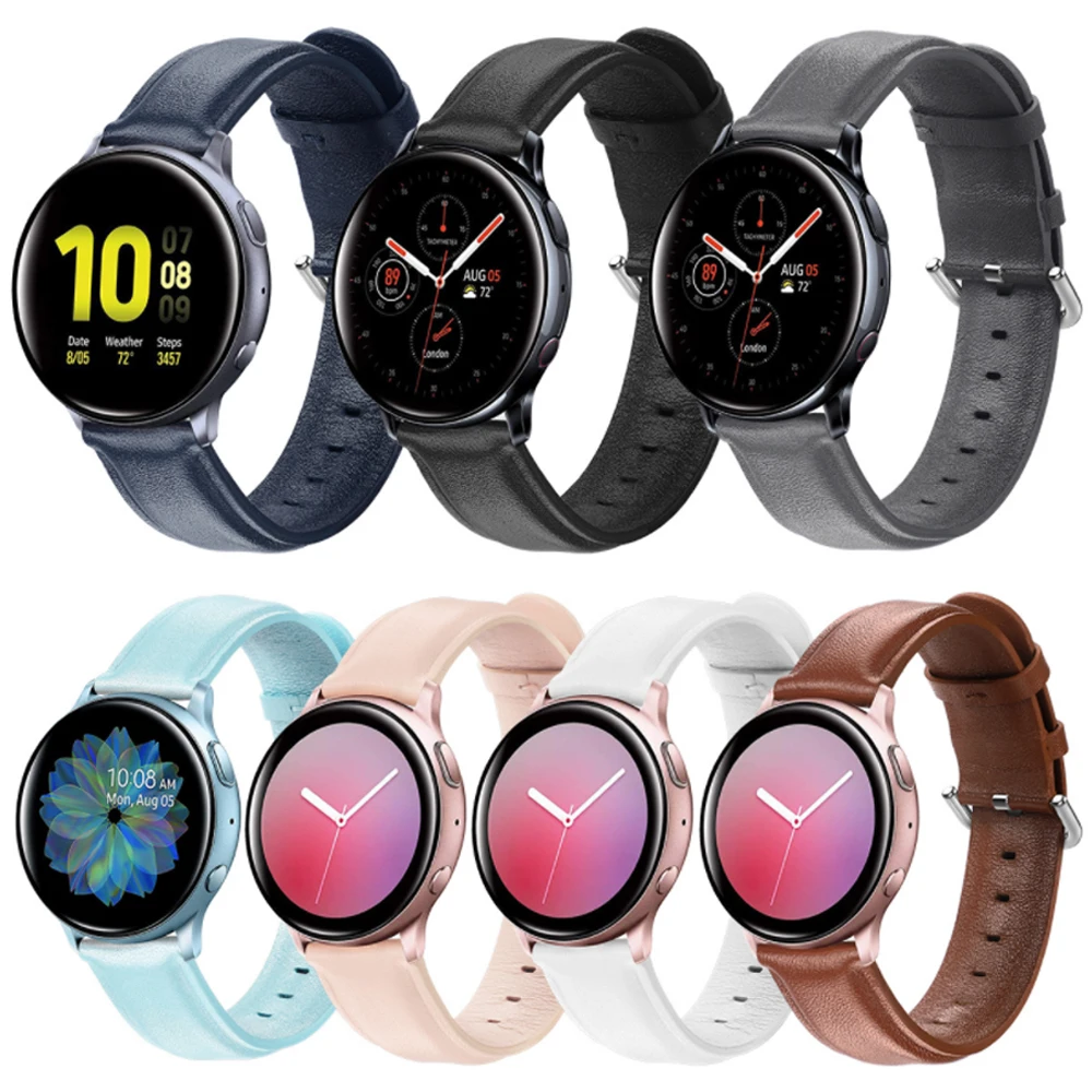 Модные 20 мм Кожаные Ремешки для наручных часов для samsung Galaxy Watch Active 2 браслет умный спортивный ремешок для samsung Galaxy Watch 42 мм