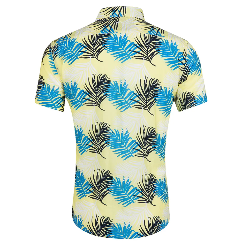 Летняя рубашка мужская, с коротким рукавом Цветочный принт Camisa Masculina отложной воротник мужские рубашки уличная гавайская рубашка Blusa человек