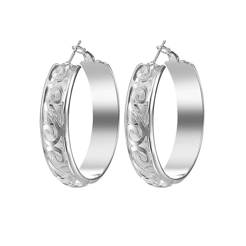 

Fashion Exaggeration Silver Color Circle Hoop Earring Women's Minimalism Earrings for Women Wedding Jewelry Gifts