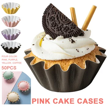 

50pcs Cake Cases Baking Party Home High Temperature Resistance Mini Wedding Liners Mold Pastry Tools Kitchen PET Coated Paper