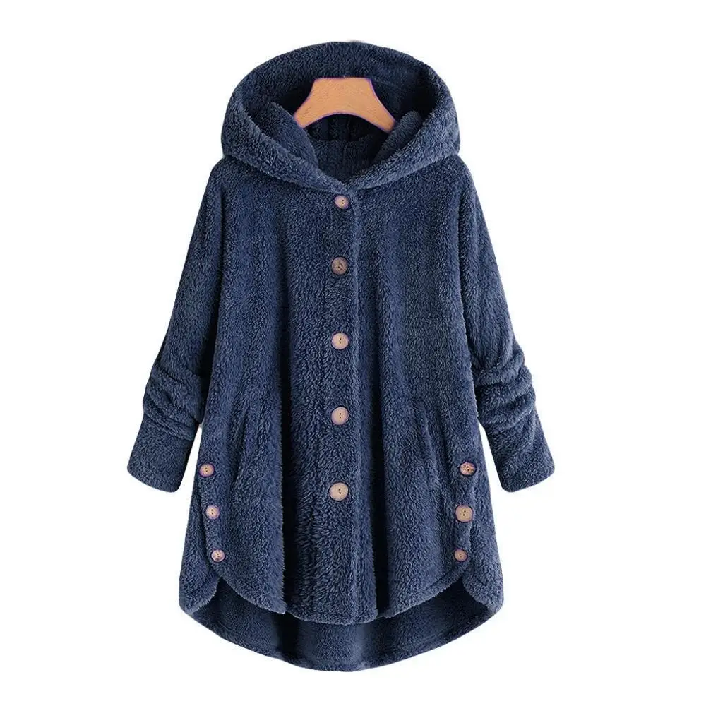 

Plush Lambskin Teddy Coat Women Plus Size Winter Fluffy Casual Warm Soft Hooded Fake Fur Overcoat Fourrure Campera Pelliccia