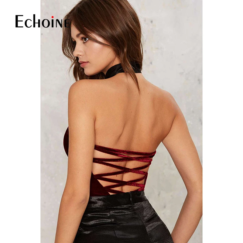 Echoine сексуальное платье без рукавов Slim Fit бархатный комбинезон для женщин с v