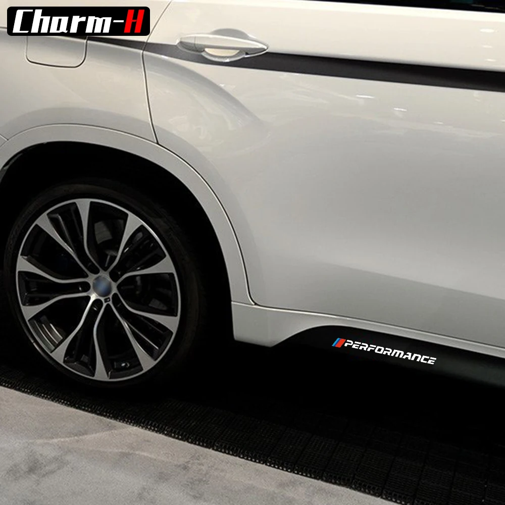 2pcs M Performance Side Skirt Sill Racing Stripe Decals Stickers for BMW X6 F16 2015-Present 5D Carbon Fibre/Gloss/Matte Black