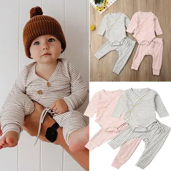 

Emmababy Newborn Baby Girl Boy Knitted Long Sleeve V Neck Button Tops Pants Leggings Outfits Clothes Autumn