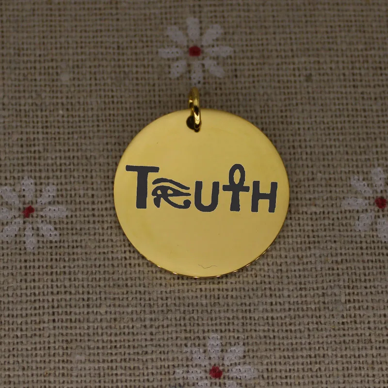 gold Stainless Steel Charms Truth Pendant Charm Laser Engraved Logo Polish Mirror Surface Wholesale Jewelry Lots Handmade Accessories - Окраска металла: gold