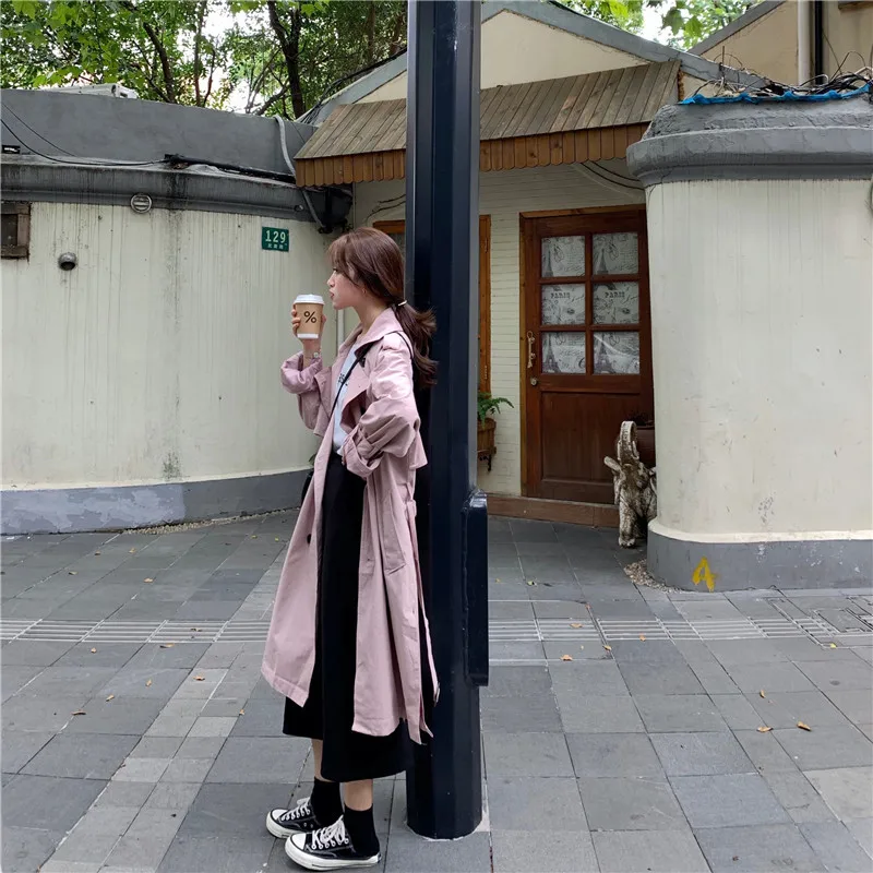Фотосессия~ в Корейском стиле записная книжка С ПЕРЕПЛЕТОМ с подходит для похудения с завышенной талией Длинные раскладная кровать с отложным воротником Двубортное пальто