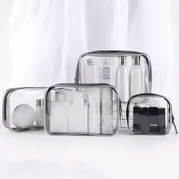 

1/4Pcs/Set Portable Transparent Zip PVC Travel Cosmetics Wash Bag Storage Pouch