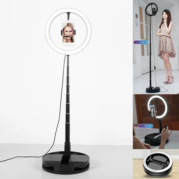 

Dimmable LED Selfie Ring Light USB Photography Video Lamp with 1.68m Foldable Tripod Phone Makeup Fill Lighting for Youtube Live