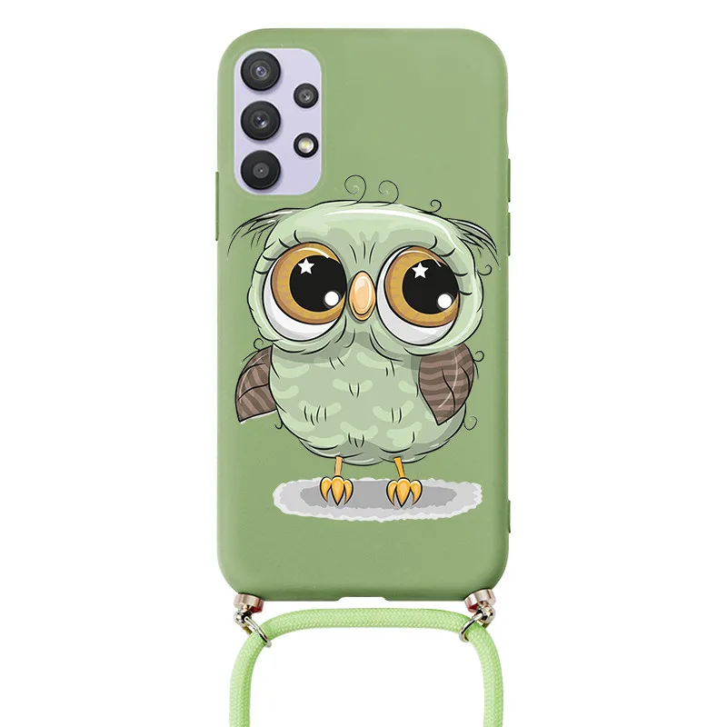 cute phone cases for samsung  For Samsung Galaxy A32 4G 5G Case Soft Silicone Cover For Samsung GalaxyA32 A 32 Fundas Chain Necklace Strap Cord Lanyard Bumper samsung cute phone cover Cases For Samsung