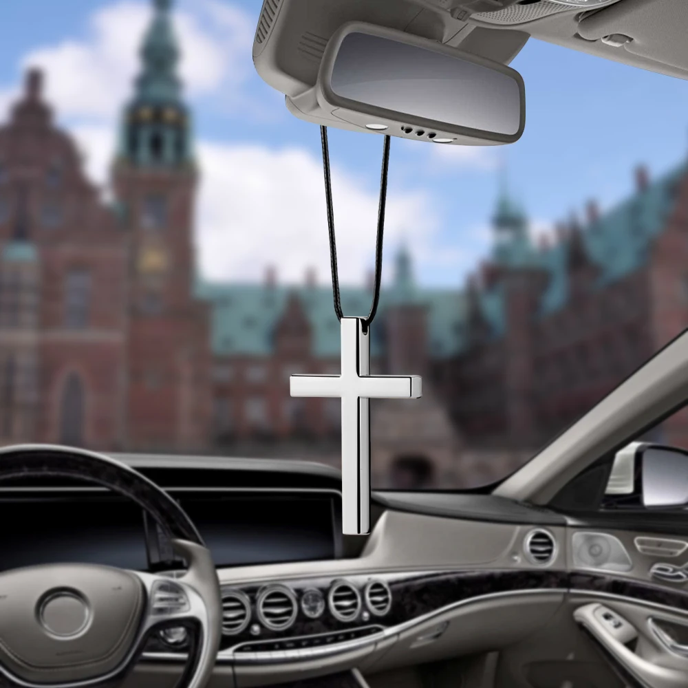 Car Pendant Interior Metal Cross Jesus Christian Religious Rearview