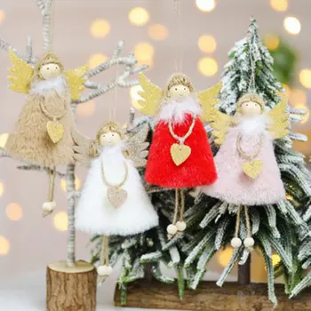 

Christmas Hanging Doll Ornament Pendant Creative Love plush feather angel Pendant Lovely Christmas Tree Decorations