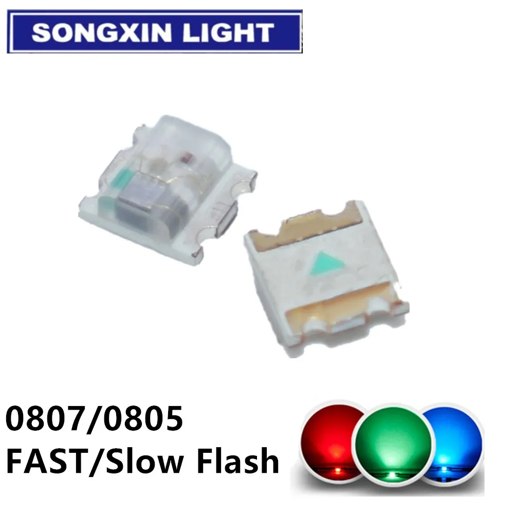 100 шт 0805 RGB Красочные 2 0*1 8*0 8 мм многоцветное мерцание 0807 диодный светодиодный