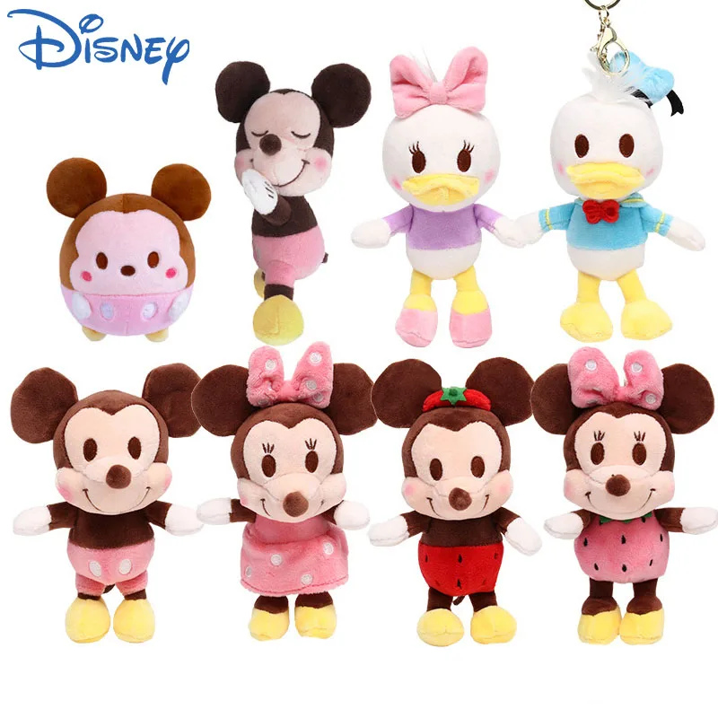 9-15cm Disney Plush Doll Toy Anime Cartoon Mickey Mouse Donald Minnie Keychain School Bag Pendant Children's Christmas Gift disney s new donald duck backpack cartoon children s backpack 3d fashion boys and girls schoolbag large capacity children s bag