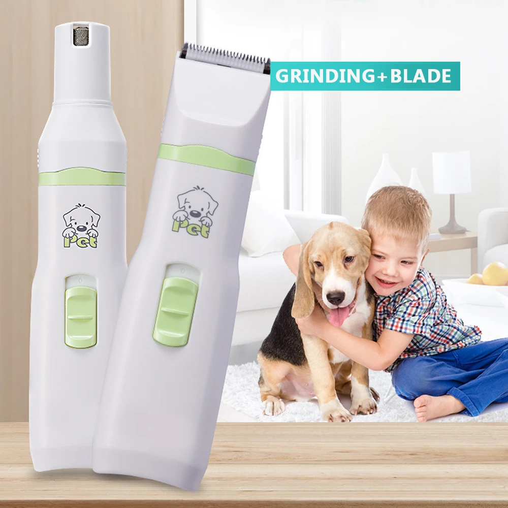 2 In 1 Dog Cat Hair Trimmer Professionale Pet Nail Grinder Nail Cutter Ricaricabile Usb Pet Hair Cutting Pet Grooming Machine