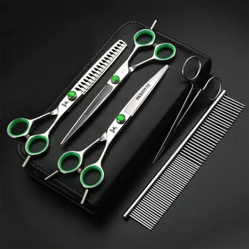 

XUAN FENG High Quality Pet Grooming Scissors Cat and Dog Hair Trimming Tool Bending Scissors 7 Inch, Sparse 40%