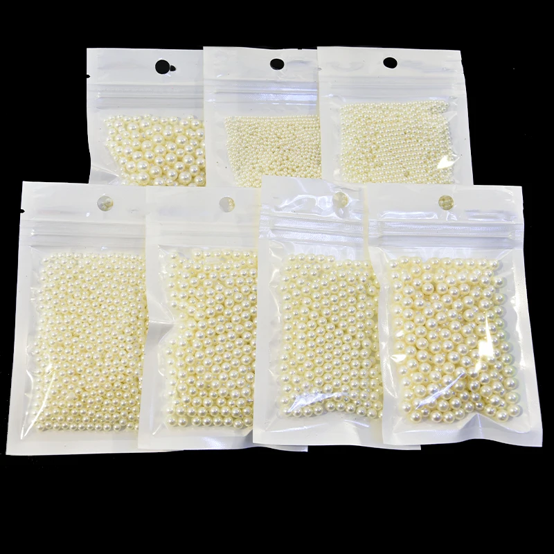 

120-1200PCS/pcs Nail Art Pearl Rhinestone Beard Decoration 2MM/3MM/4MM/5MM/6MM/7MM/Mixed-Size Round Pearl White/Beige Nail Pearl