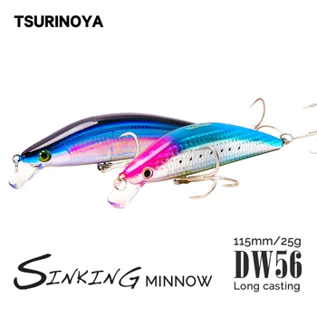 

TSURINOYA Fishing Lure DW56 115mm 25g Sinking Minnow Saltwater Lure Depth 0-1.2m Long Casting Artificial Bait Sea Bass Lure