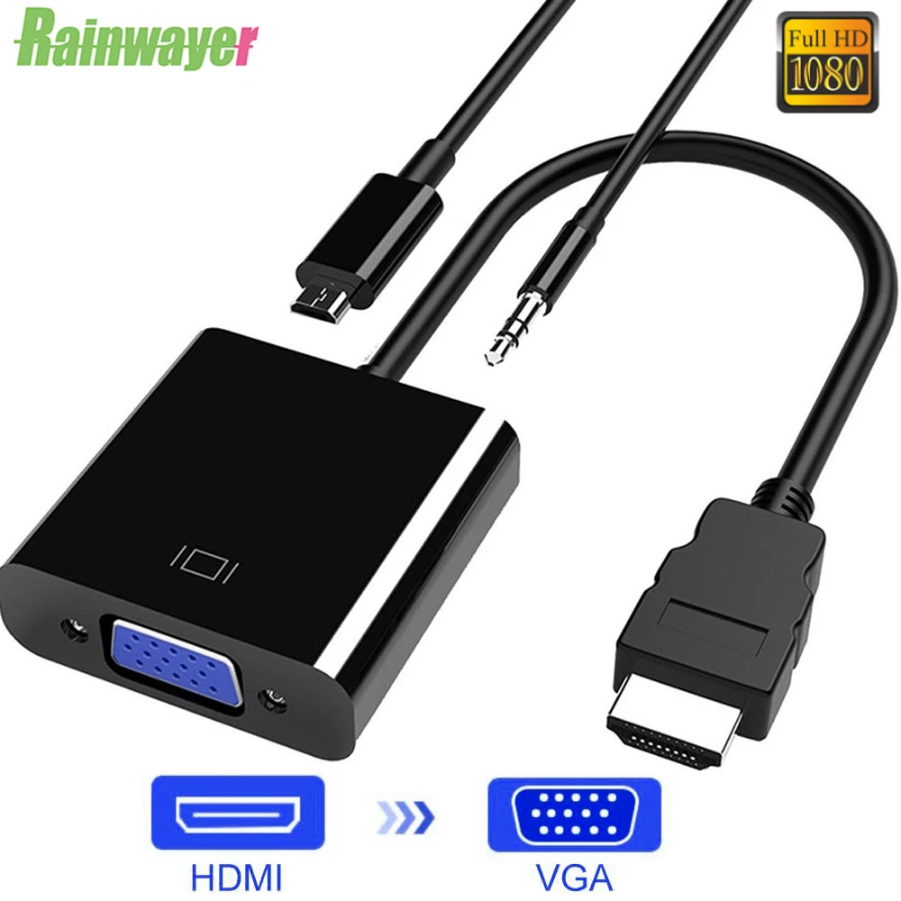 Hdmi Compatible To Vga Adapter Cable Male To Famale Converter For Ps4 1080p Digital To Analog Video Audio For Pc Laptop Tablet Hdmi Cables Aliexpress