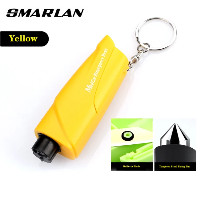 SMARLAN Portable Safety Hammer For Car Side Window Breaking Seat Belt Cutter Life-saving Escaping Emergency Tool With Key-chain Yellow