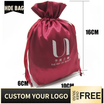 

6X10X16 Square Bottom Silk Satin Drawstring Bags Custom Size or Logo