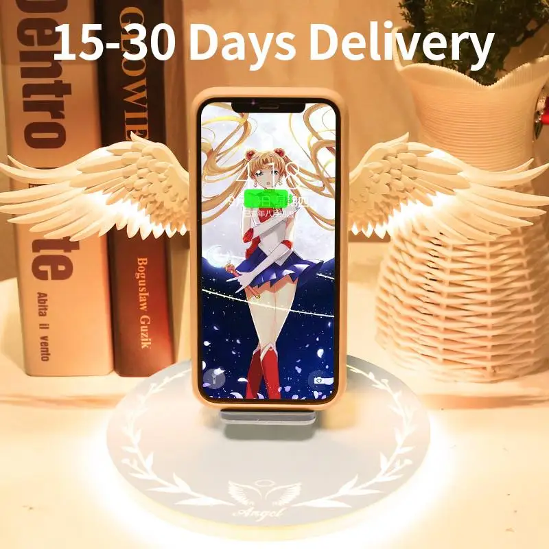 

Universal LED Qi Wireless Charge Dock 10W Angel Wing Fast Wireless Charger For Cellphone Pro X XR 8 Plus Mobile Phone X6HA