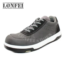 Серая Бортовая обувь со стальным носком, ударопрочные, ПРОКАЛЫВАЮЩИЕ, модные, дышащие, безопасные ботинки для мужчин и женщин