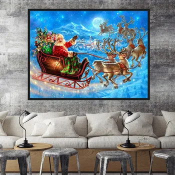 

Diamond Painting Full Round Christmas Diamond Embroidery Santa Claus Cartoon Picture of Rhinestone