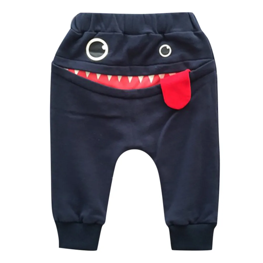 Детские штаны для мальчиков и девочек, модные штаны-шаровары с рисунком акулы из мультфильма, штаны хлопковый комплект со штанами от 0,5 до 3 лет - Цвет: Navy