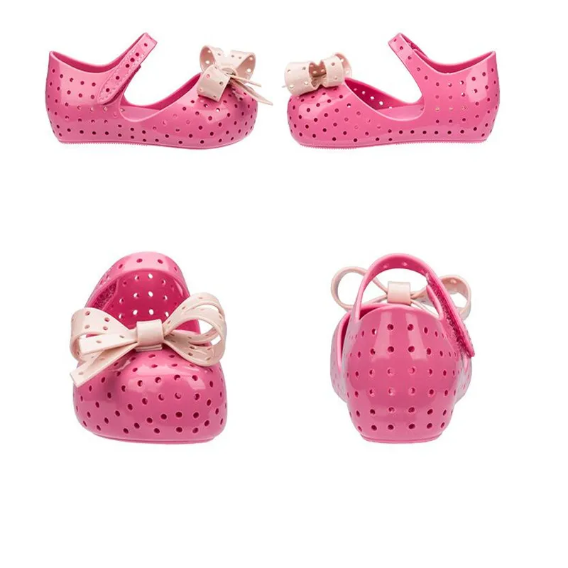 Melissa/модная обувь для девочек с вырезами и бантом; прозрачная обувь с Минни; детские сандалии; сандалии для девочек с Минни; детская обувь