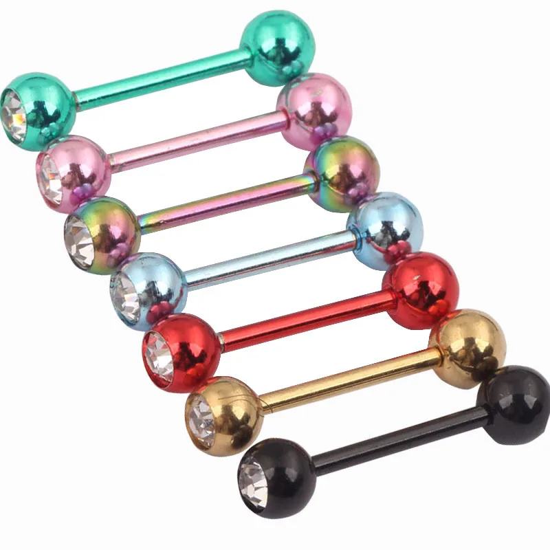 1 шт. новая перфорированная палочка из нержавеющей стали с цветным цирконием индивидуальные модные перфорированные ювелирные изделия с перфорацией для сексуального языка