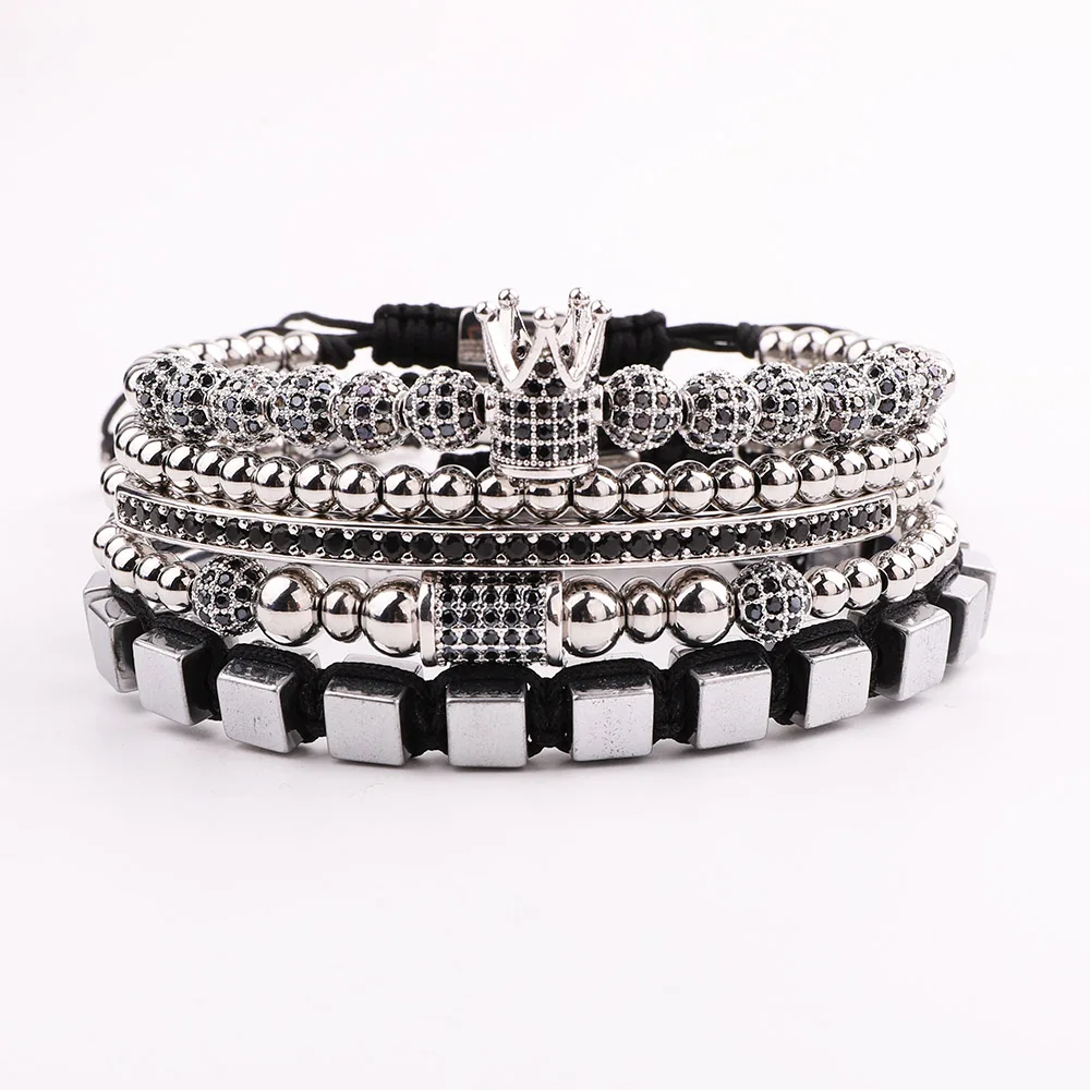 JARAVVI High Quality New Luxury CZ Pave Charm Stainless Steel Beads Macrame Friendship Bracelet Men Jewelry Gift - Image 4