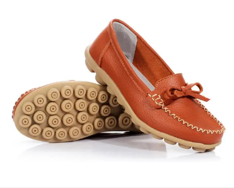 Women Flats Red Genuine Leather shoes female fashion casual comfortable women shoes solid Autumn shoes woman ladies shoes