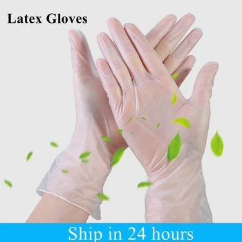 

Anti infection 50PCS Latex Gloves Disposable Gloves Non-Slip Transparent Hygienic Glove Wash Food Anti Dirt Protective Glove