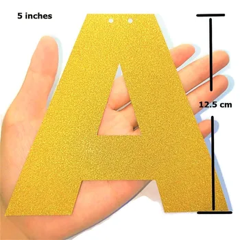 

Custom Alphabet Personalized Gold Glitter Letter Paper Banner DIY Name Hanging Party Flags Garland Decoration Birthday Nursery