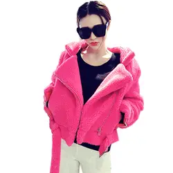 Женское зимнее свободное короткое пальто большого размера с длинными рукавами с большим отворотом из искусственного меха с имитацией