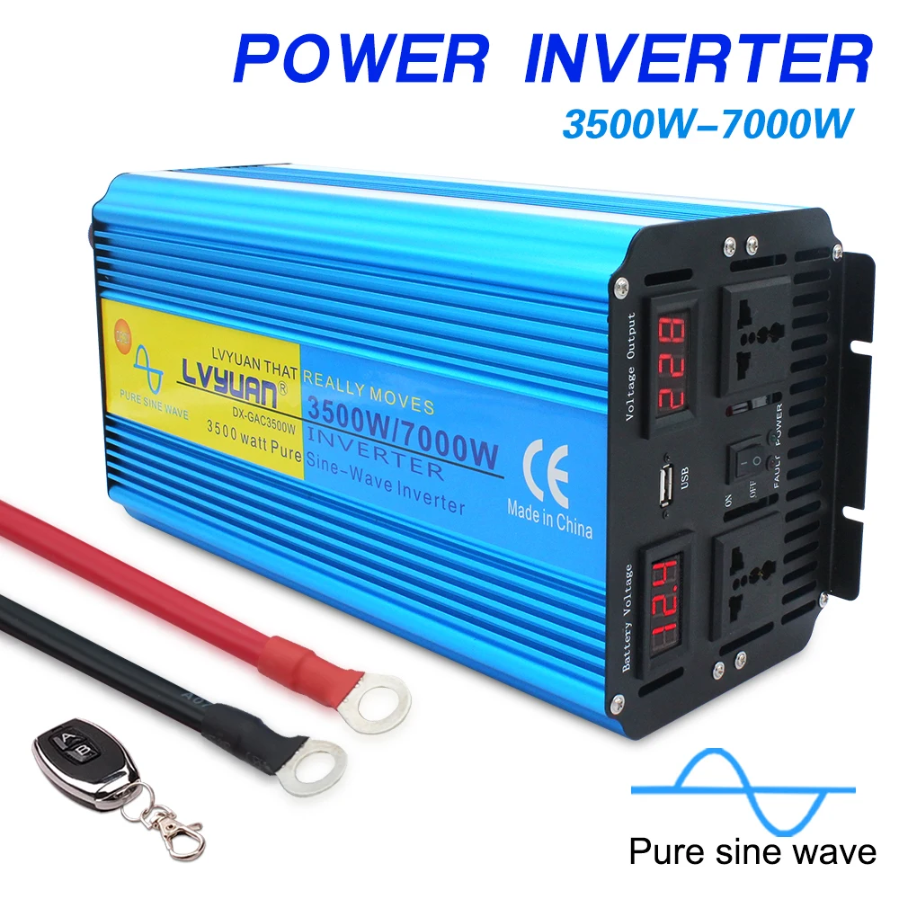 US $219.99 Inversor12V 220V 7000W Peak Power Inverter Car Inverter High Frequency Pure Sine Wave Inverter  For RV Camping