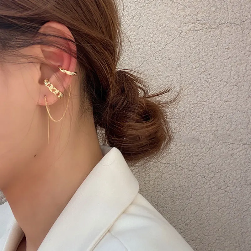 Pendientes de Clip para mujeres y niñas, Piercing para el trago, aretes falsos, joyería de moda