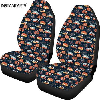 

INSTANTARTS Stylish Caravan Pattern Car Interior Decor Universal Car Front Seat Covers 2pcs/Set Car Seat Covers Comfortable