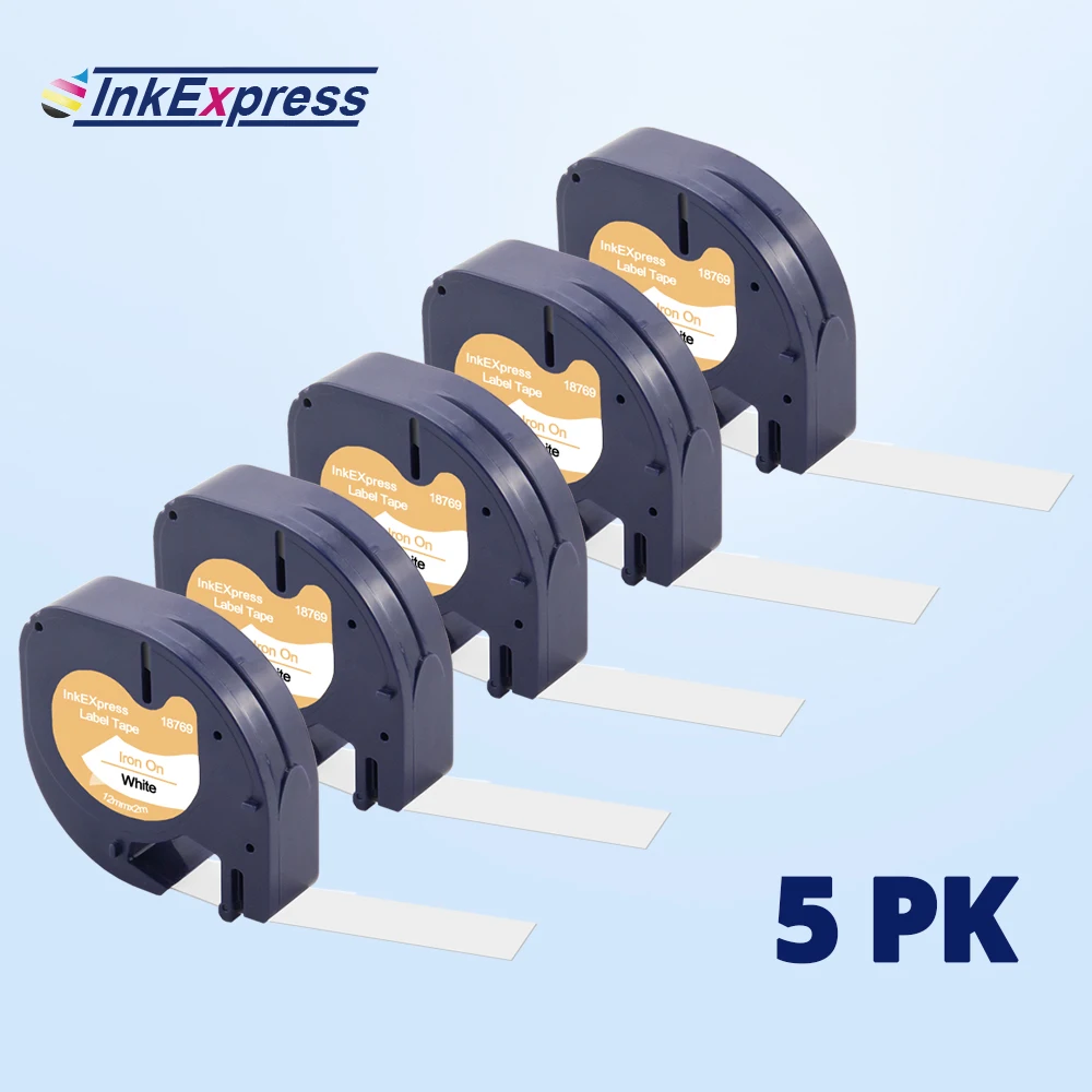 5PK 18769 For Dymo LetraTag 18768 18771 Fabric Iron On Label Tape 12mm LT-100H LT-100T QX50 Maker | Компьютеры и офис