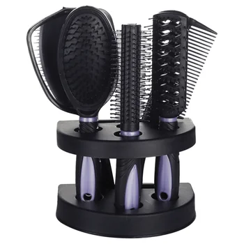 

5pcs Professional Hair Salon Hair Comb And Mirror Kits Salon Barber Comb Brushes Anti-static Hairbrush Hair Care Styling (Purple