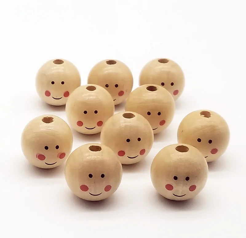 

Charm Hardwood smiley face doll head wood beads boys and girls wood products DIY children for jewelry making