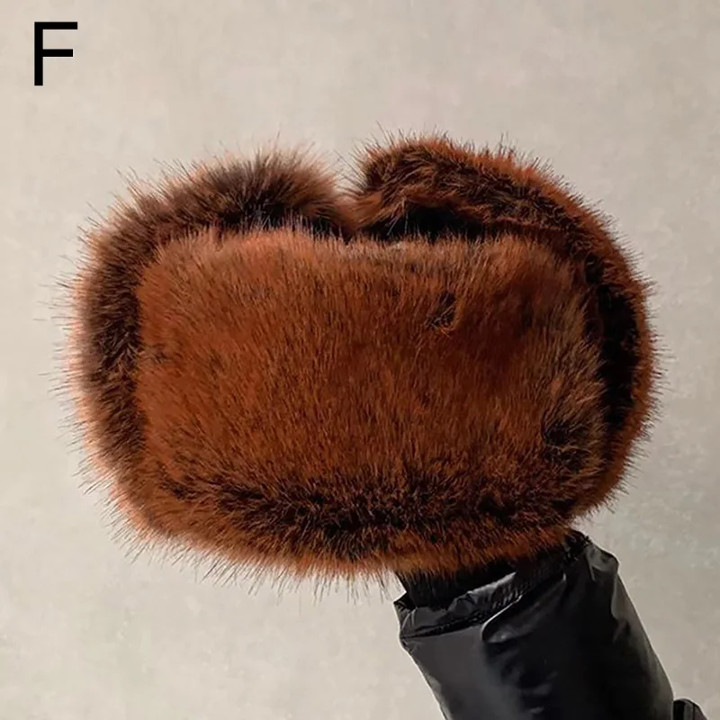 Winter Faux Mink Fur Bomber Hats Men Warm Russian Earflap Male Caps Thicken Snow Ear Warmer Fur Ski Fluffy Windproof Hats Bonnet leather bomber hats