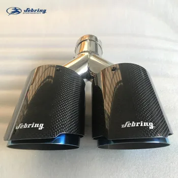 

1pc sebring Blue bright carbon brazed double outlet muffler modified tail throat car stainless steel exhaust pipe tail pipe