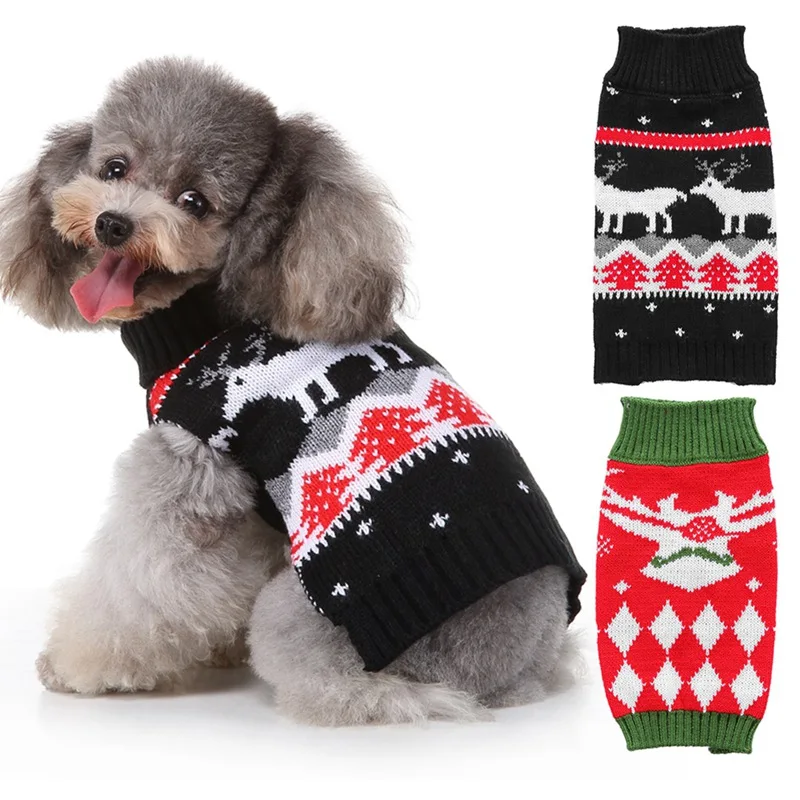 

Pet Dog Sweater for Autumn Winter Warm Knitting Outfits Crochet Clothing for Small Medium Dogs Chihuahua Christmas Classic Dog Clothes